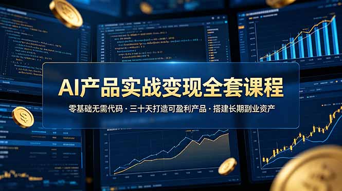 AI产品实战变现全套课程,零基础无需代码,三十天打造可盈利产品搭建长期副业资产-雄诗网络资源社区