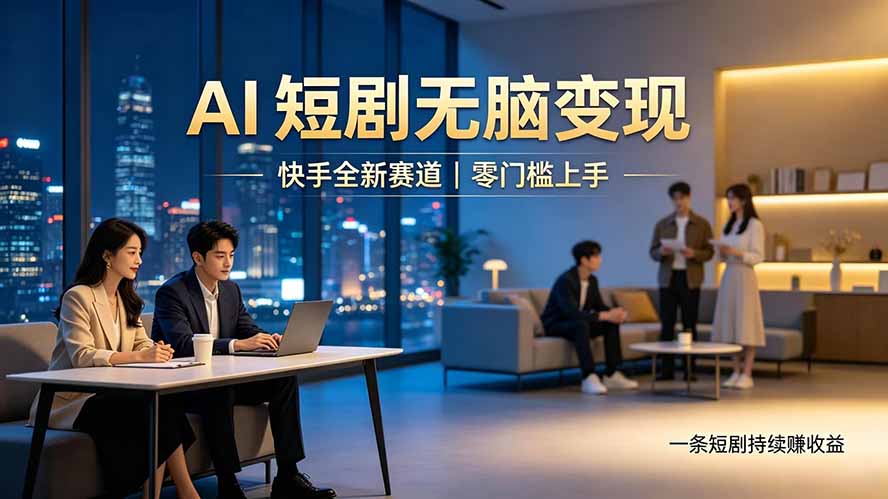 别乱找副业了，快手 AI 短剧零门槛长久被动增收-雄诗网络资源社区