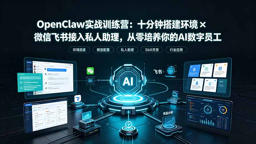 OpenClaw实战特训营:十分钟搭建环境×微信飞书接入私人助理,从零培养你的AI数字员工-雄诗网络资源社区