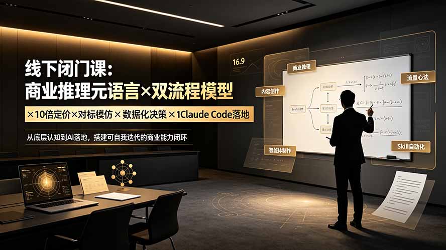 线下闭门课：商业推理元语言×双流程模型×10倍定价×对标模仿×数据化决策×Claude Code落地，击穿认知盲区-雄诗网络资源社区