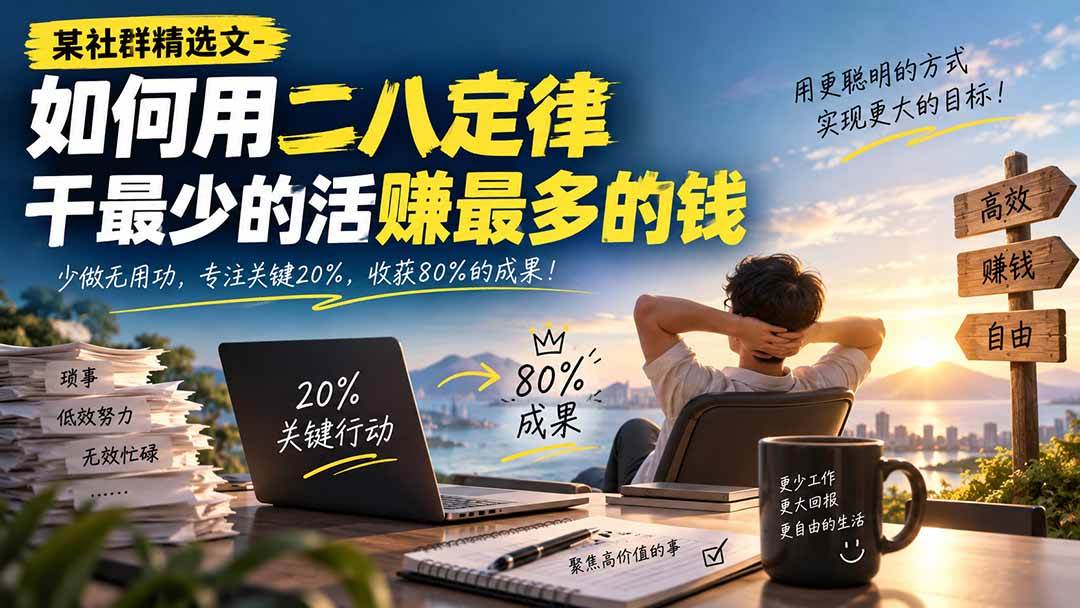 （20385期）某社群精选文-如何用二八定律干最少的活赚最多的钱-雄诗网络资源社区