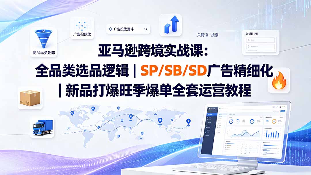 亚马逊跨境实战课-更新：全品类选品逻辑｜SP/SB/SD广告精细化｜新品打爆旺季爆单全套运营教程-雄诗网络资源社区
