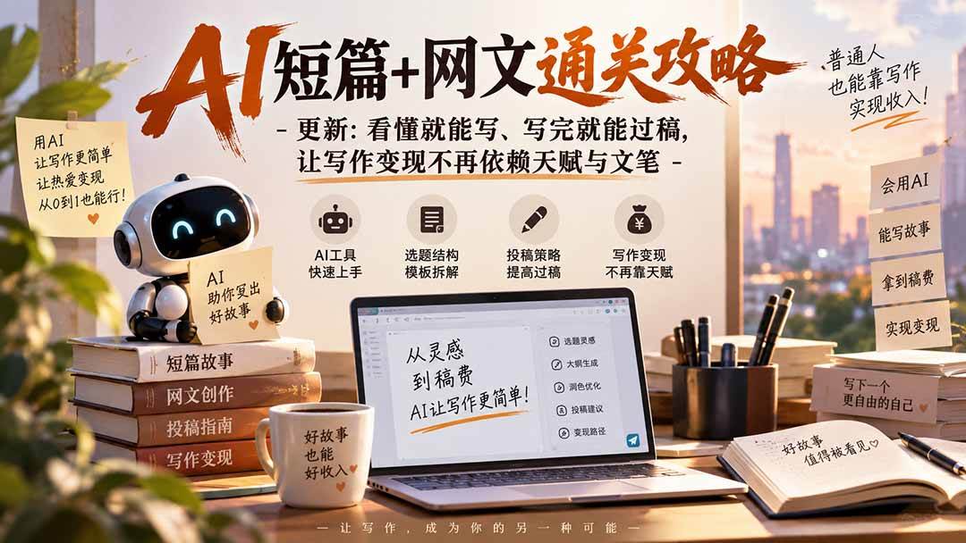 (20578期)AI短篇+网文通关攻略-更新0921:看懂就能写、写完就能过稿,让写作变现不再依赖天赋与文笔-雄诗网络资源社区
