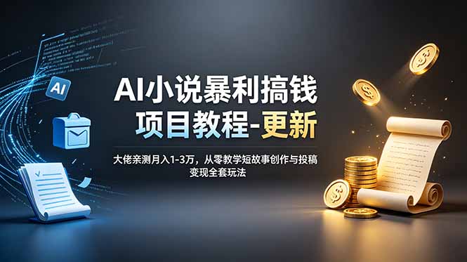 AI小说暴利搞钱项目教程-更新,大佬亲测月入1-3万,从零教学短故事创作与投稿变现全套玩法-雄诗网络资源社区